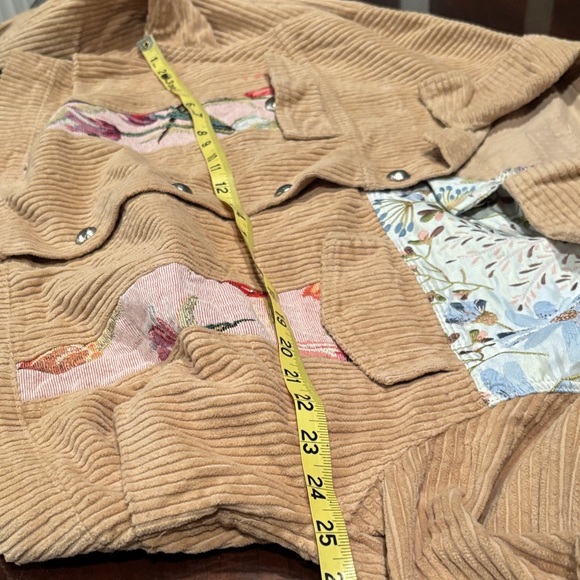 POL Tan Corduroy Oversized Jacket with Floral Accents - Picture 7 of 12
